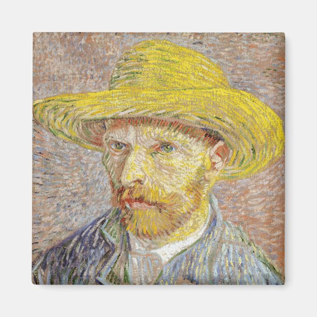 Vincent van Gogh - Selbstporträt mit Strohhut Magnet (Vorne)