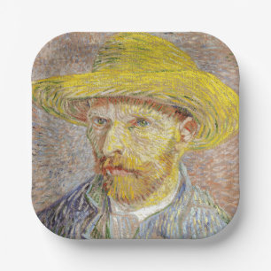 Vincent van Gogh - Selbstporträt mit Strohhut Pappteller