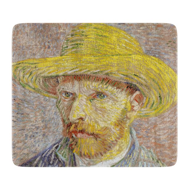 Vincent van Gogh - Selbstporträt mit Strohhut Schneidebrett (Vorderseite)
