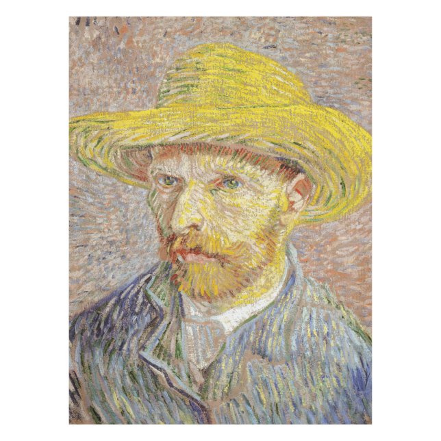 Vincent van Gogh - Selbstporträt mit Strohhut Tischdecke (Vorderseite)