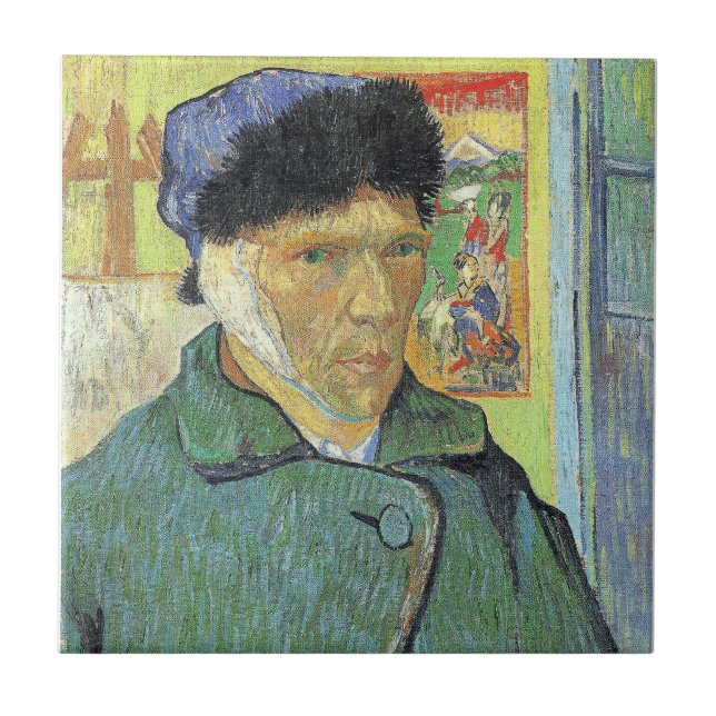 Vincent van Gogh, Selbstporträt mit verbanntem Ohr Fliese (Vorderseite)