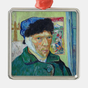 Vincent van Gogh - Selbstporträt mit verbundenem O Ornament Aus Metall