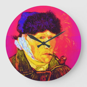 Vincent Van Gogh - Selbstporträt Verband Pop Art Große Wanduhr