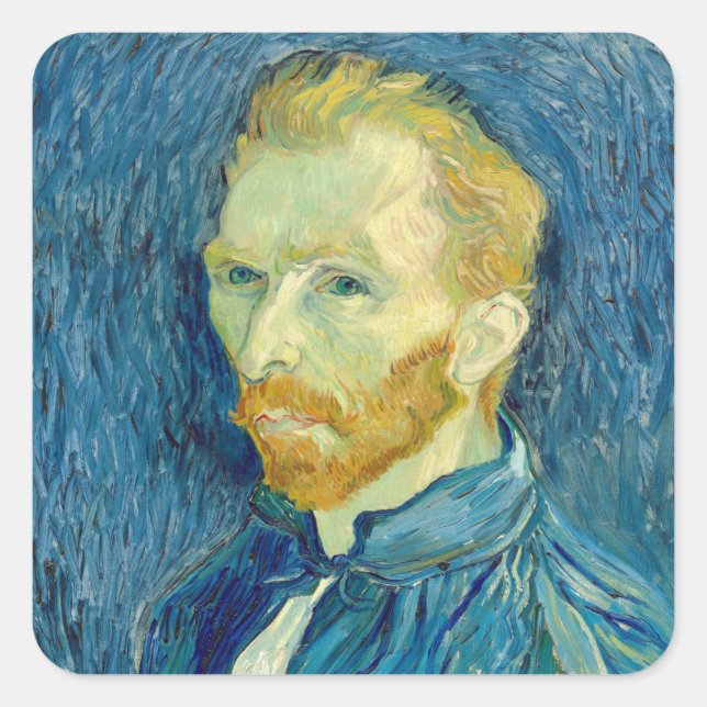 Vincent Van Gogh Self Portrait 1889 Quadratischer Aufkleber (Vorderseite)