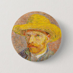 Vincent Van Gogh Self Portrait mit Straw Hat Art Button
