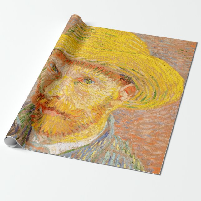 Vincent Van Gogh Self Portrait mit Straw Hat Art Geschenkpapier (Ungerollt)