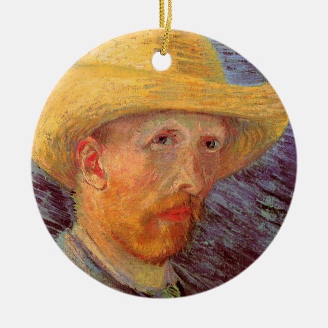 Vincent van Gogh Self Portrait mit Strohhut Keramikornament (Vorne)