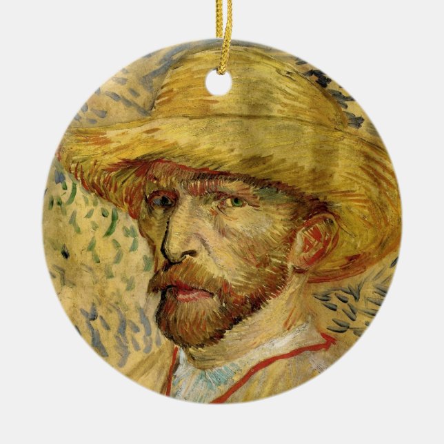 Vincent van Gogh Self Portrait mit Strohhut Keramikornament (Vorne)