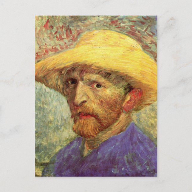 Vincent van Gogh Self Portrait mit Strohhut Postkarte (Vorderseite)