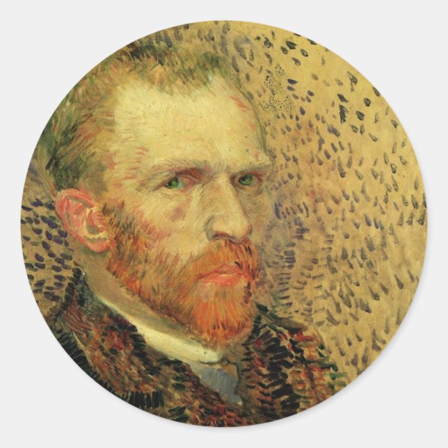 Vincent van Gogh Self Portrait, Vintage Kunst Runder Aufkleber (Vorderseite)