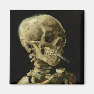 Vincent Van Gogh Skelett mit brennender Zigarette Magnet