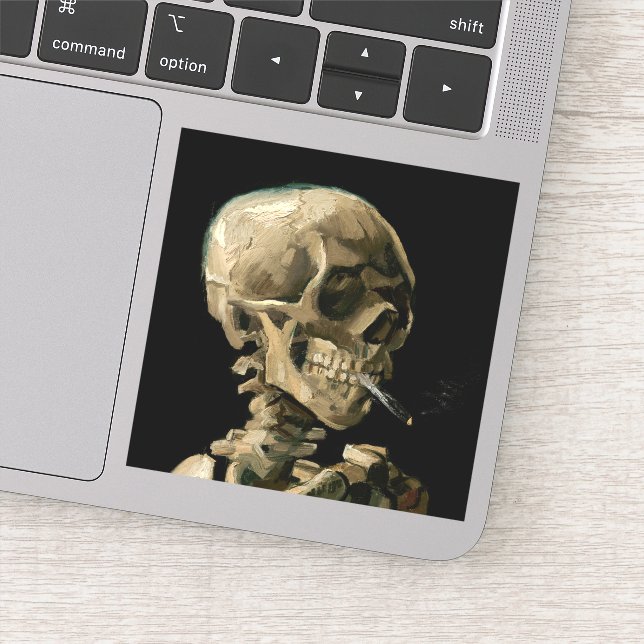 Vincent van Gogh - Skull mit brennender Zigarette Aufkleber (Detail)