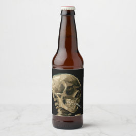 Vincent van Gogh - Skull mit brennender Zigarette Bierflaschenetikett