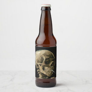 Vincent van Gogh - Skull mit brennender Zigarette Bierflaschenetikett