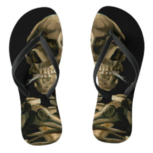 Vincent van Gogh - Skull mit brennender Zigarette Flip Flops