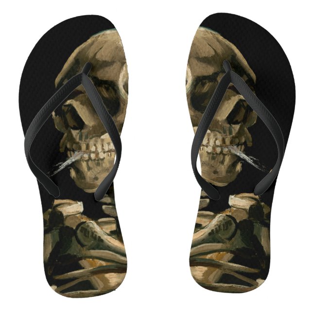 Vincent van Gogh - Skull mit brennender Zigarette Flip Flops (Fußbett)