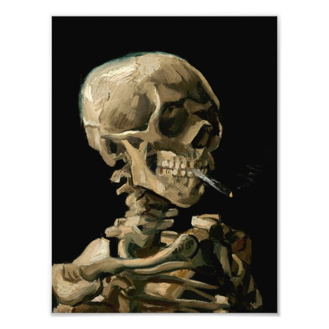 Vincent van Gogh - Skull mit brennender Zigarette Fotodruck (Vorne)