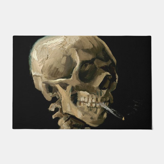 Vincent van Gogh - Skull mit brennender Zigarette Fußmatte (Vorderseite)