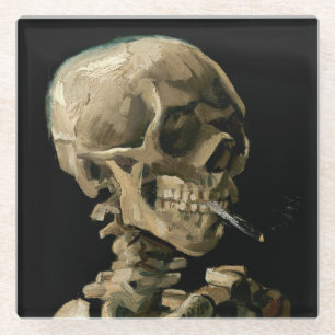 Vincent van Gogh - Skull mit brennender Zigarette Glasuntersetzer