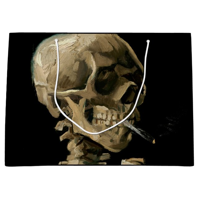 Vincent van Gogh - Skull mit brennender Zigarette Große Geschenktüte (Vorderseite)