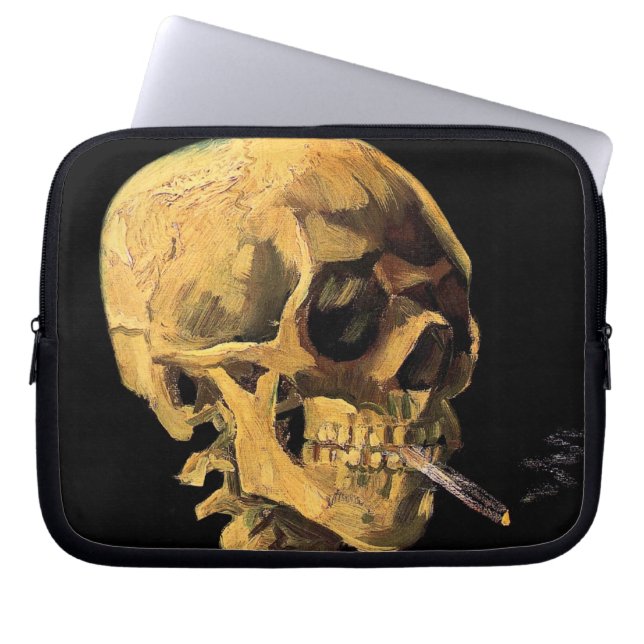 Vincent Van Gogh - Skull mit brennender Zigarette Laptopschutzhülle (Vorderseite)