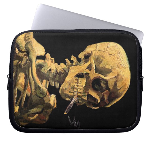 Vincent Van Gogh - Skull mit brennender Zigarette Laptopschutzhülle (Vorderseite)