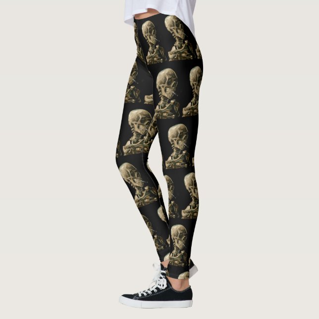Vincent van Gogh - Skull mit brennender Zigarette Leggings (Links)
