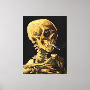 Vincent Van Gogh - Skull mit brennender Zigarette Leinwanddruck