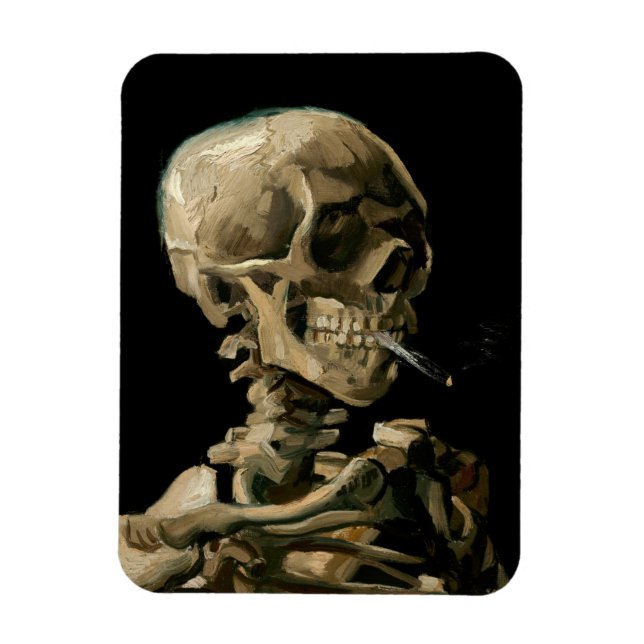 Vincent van Gogh - Skull mit brennender Zigarette Magnet (Vertikal)