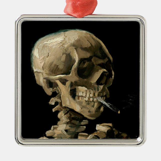Vincent van Gogh - Skull mit brennender Zigarette Ornament Aus Metall (Vorne)
