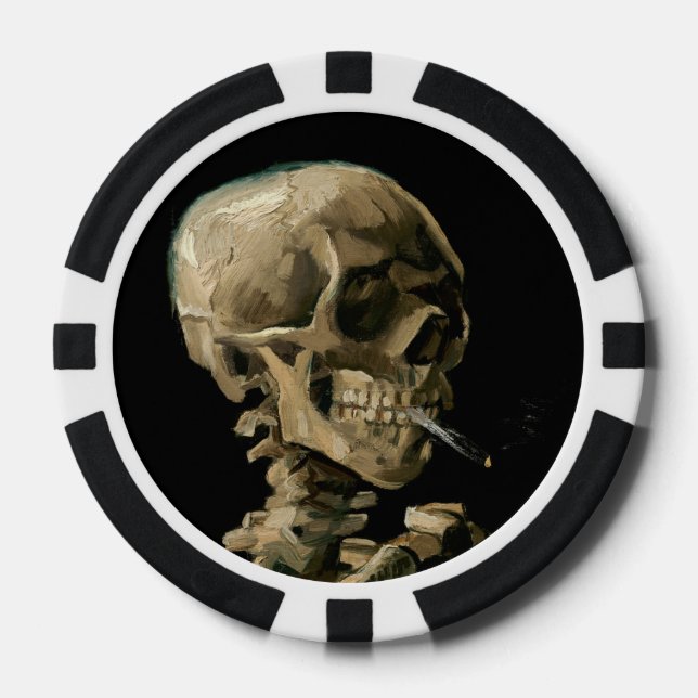 Vincent van Gogh - Skull mit brennender Zigarette Pokerchips (Vorderseite)