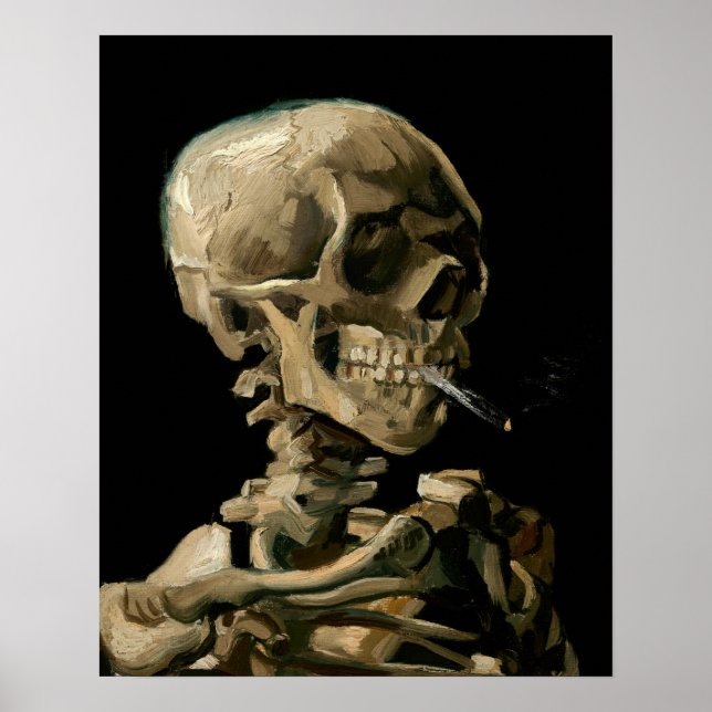 Vincent van Gogh - Skull mit brennender Zigarette Poster (Vorne)