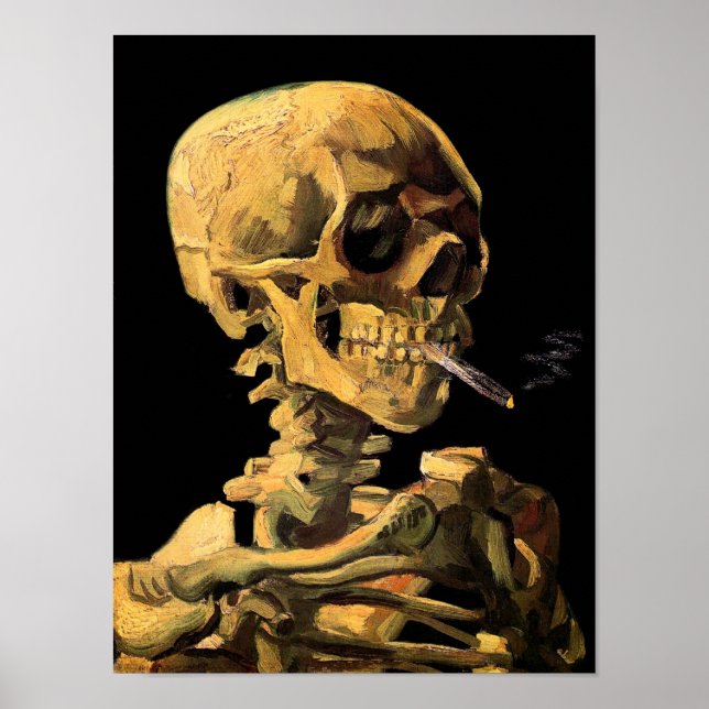Vincent Van Gogh - Skull mit brennender Zigarette Poster (Vorne)