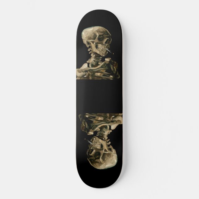 Vincent van Gogh - Skull mit brennender Zigarette Skateboard (Vorderseite)