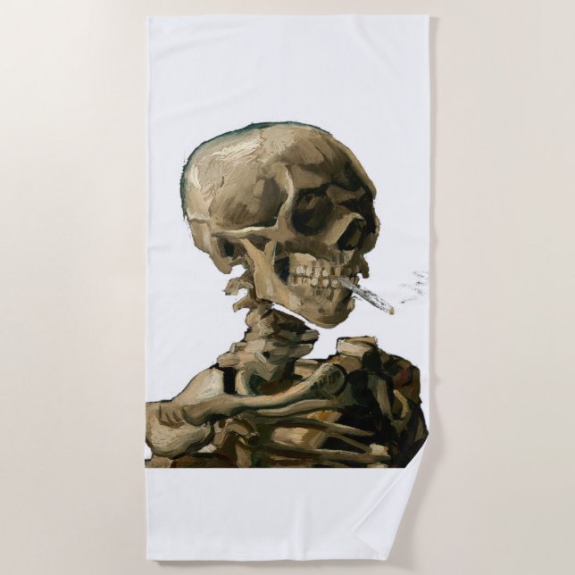 Vincent van Gogh - Skull mit brennender Zigarette Strandtuch (Vorderseite)