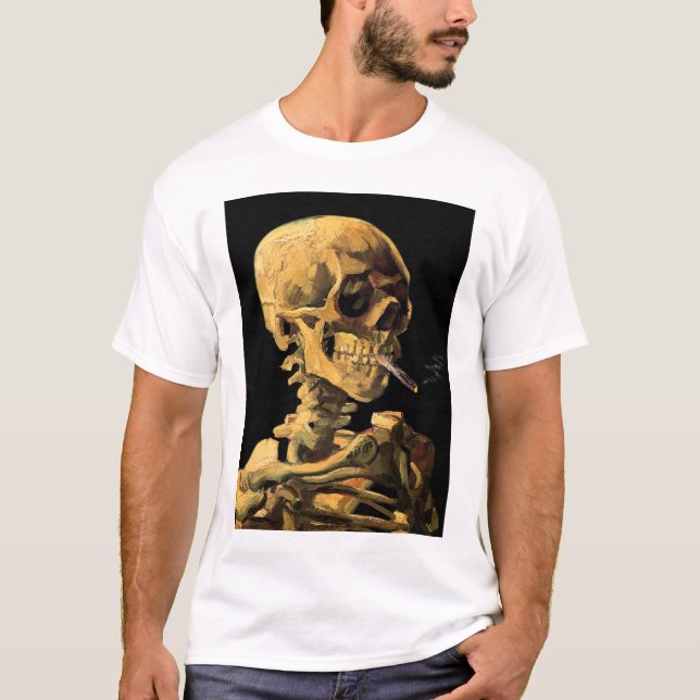 Vincent Van Gogh - Skull mit brennender Zigarette T-Shirt (Vorderseite)