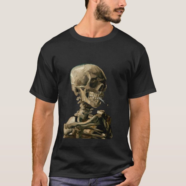 Vincent van Gogh - Skull mit brennender Zigarette T-Shirt (Vorderseite)