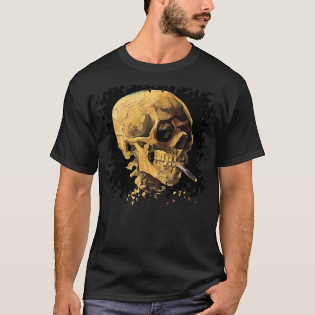 Vincent Van Gogh - Skull mit brennender Zigarette T-Shirt (Vorderseite)