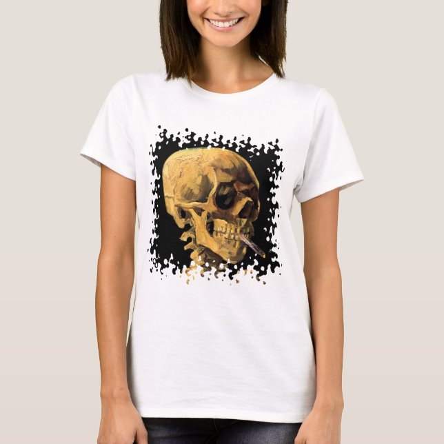 Vincent Van Gogh - Skull mit brennender Zigarette T-Shirt (Vorderseite)