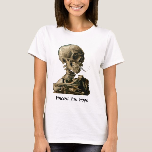 Vincent van Gogh - Skull mit brennender Zigarette T-Shirt (Vorderseite)