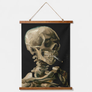 Vincent van Gogh - Skull mit brennender Zigarette Wandteppich Mit Holzrahmen