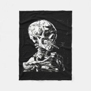 Vincent Van Gogh Skull mit Zigarette Skeleton Hal Fleecedecke