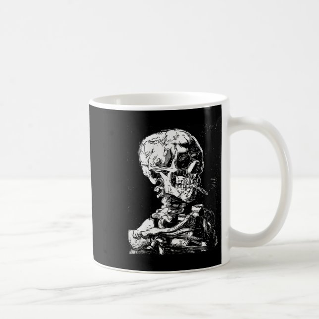 Vincent Van Gogh Skull mit Zigarette Skeleton Hal Kaffeetasse (Rechts)
