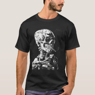 Vincent Van Gogh Skull mit Zigarette Skeleton Hal T-Shirt