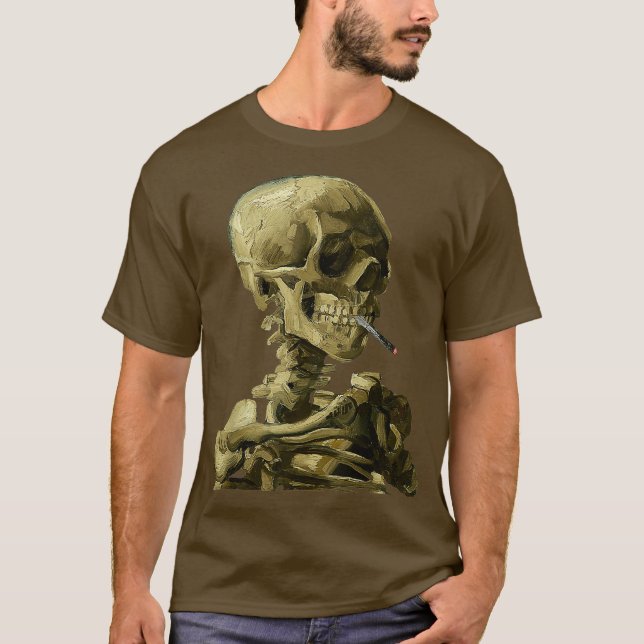 Vincent Van Gogh Skull mit Zigarettenskelett T-Shirt (Vorderseite)