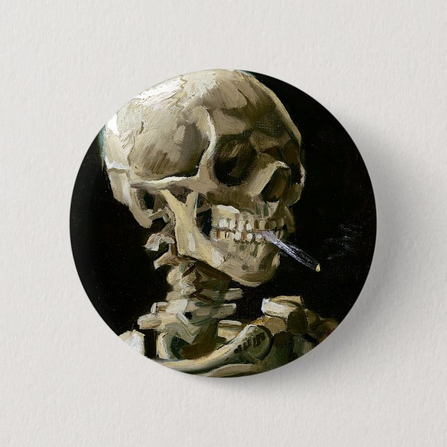 Vincent van Gogh Smoking Skeleton Button (Vorderseite)
