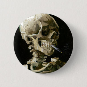 Vincent van Gogh Smoking Skeleton Button