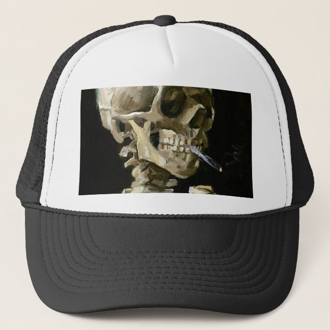 Vincent van Gogh Smoking Skeleton Truckerkappe (Vorderseite)
