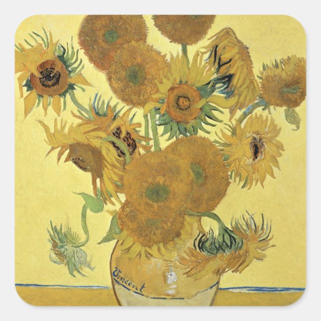 Vincent van Gogh | Sonnenblumen, 1888 Quadratischer Aufkleber (Vorderseite)