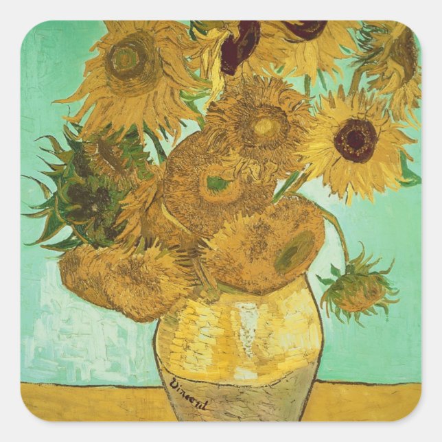 Vincent van Gogh | Sonnenblumen, 1888 Quadratischer Aufkleber (Vorderseite)